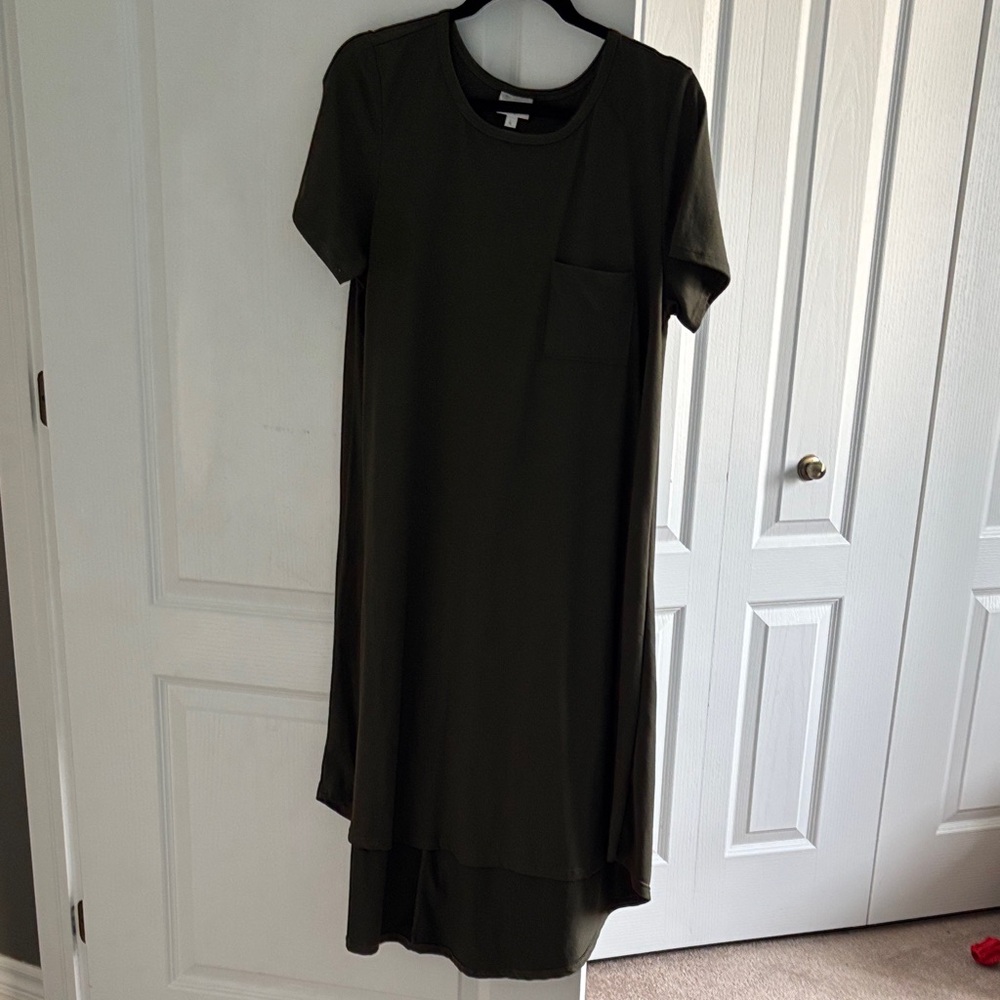 LuLaRoe Carly Olive High Low Dress EUC worn once